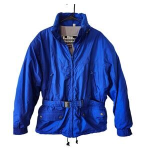 Vintage Large sz 14 Killy Diffusion Ski Jacket 90s Retro Snow Coat Blue Belted